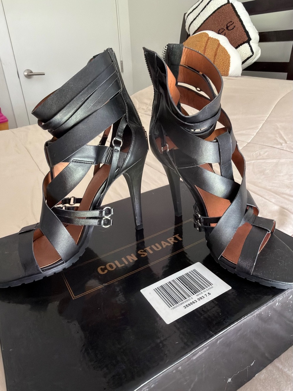 Colin Stuart Black Strappy Stiletto Heels